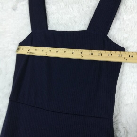 Vanity Room Womens‎ Midi Apron Navy Blue Ribbed Front Slit Pullover Sleeveless M - Picture 7 of 11